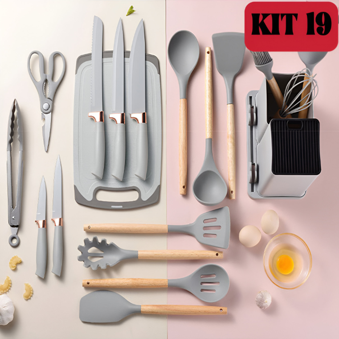 Kit Completo Jogo Utensílios para Cozinha + Taboa (BRINDE)