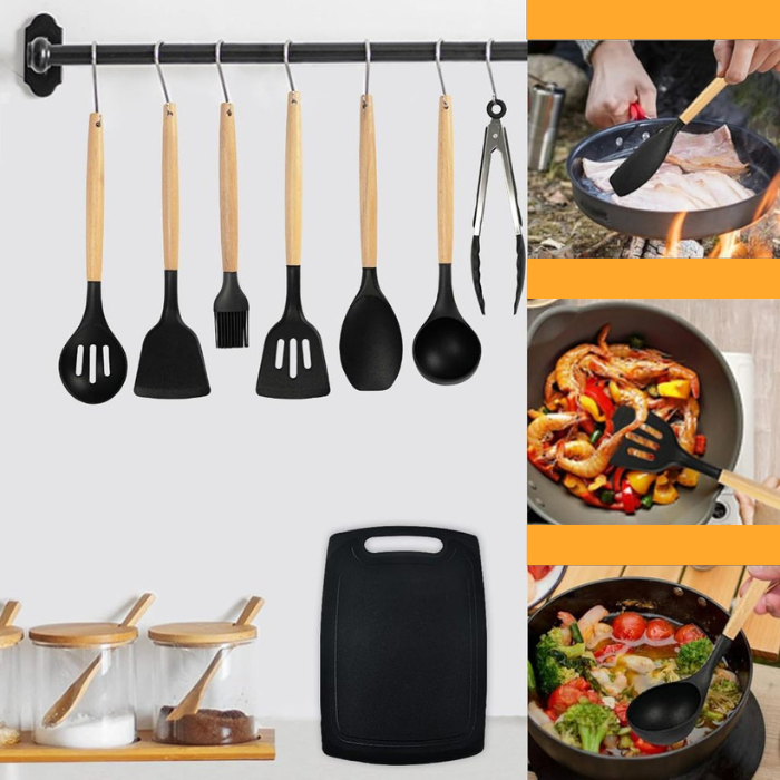 Kit Completo Jogo Utensílios para Cozinha + Taboa (BRINDE)