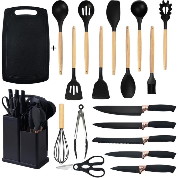 Kit Completo Jogo Utensílios para Cozinha + Taboa (BRINDE)