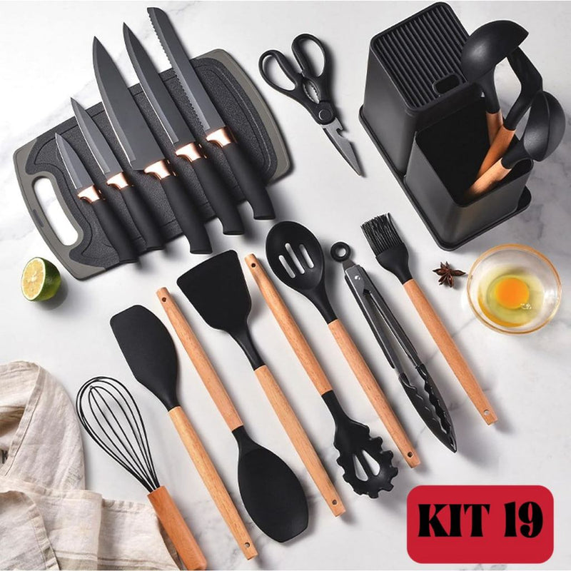 Kit Completo Jogo Utensílios para Cozinha + Taboa (BRINDE)